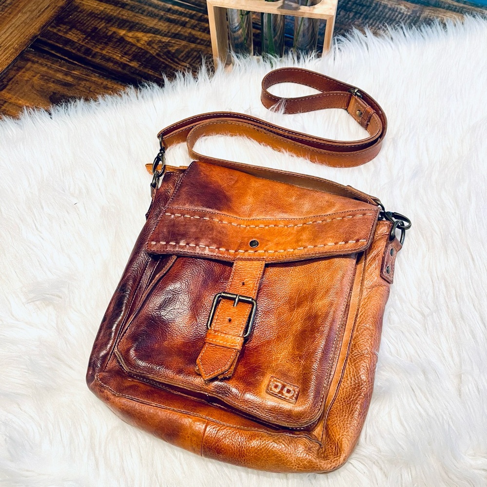 Bed Stu Distressed Tan/Brown Leather Crossbody - Picture 5 of 16